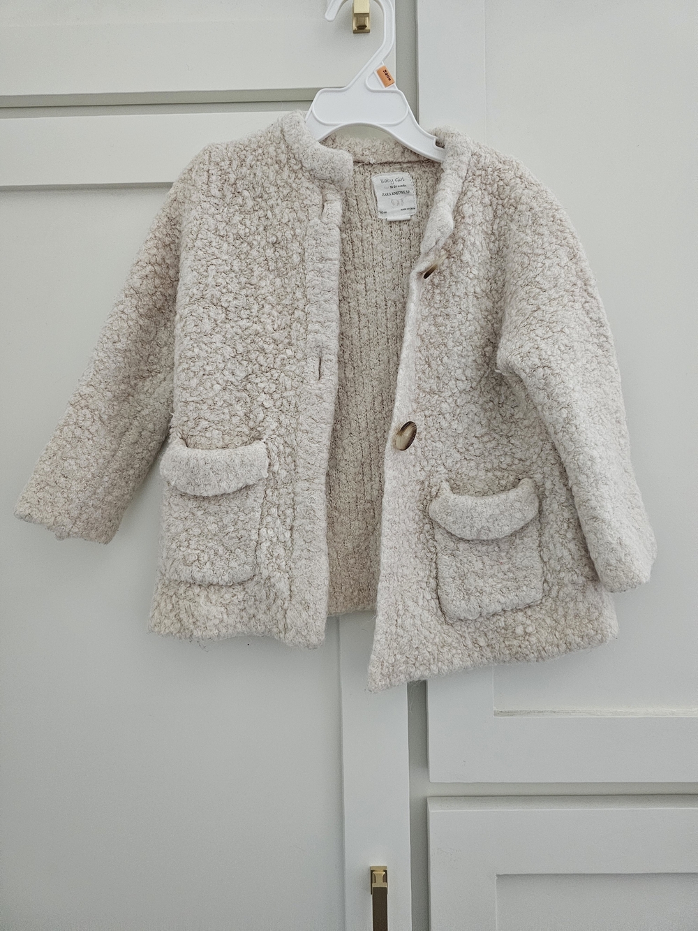 Zara Cream Sherpa Pea Coat for Kids